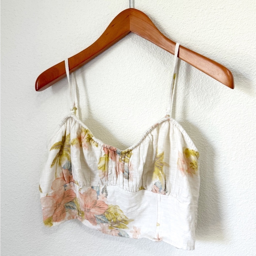 American Eagle Outfitters Ivory Floral Patterned Crop Top Women’s Size XL